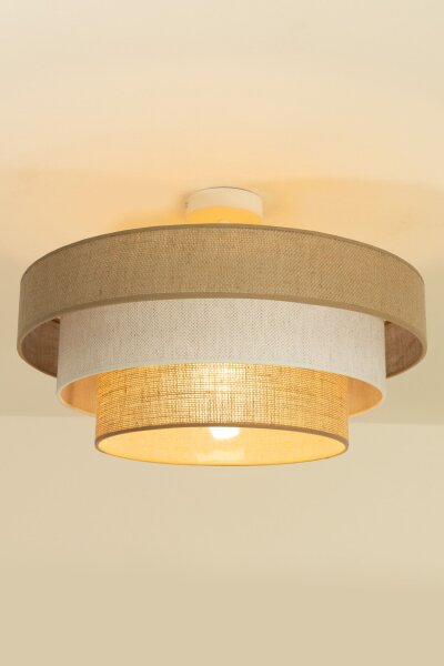 Deckenlampe Jute Weiß Beige Sandfarben E27 Ø50 cm