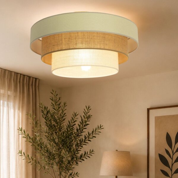Deckenlampe Jute Sandfarben Beige E27 Ø50 cm wohnlich