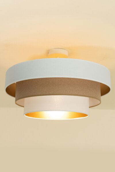 Deckenlampe Jute Weiß Sandfarben E27 Ø50 cm wohnlich