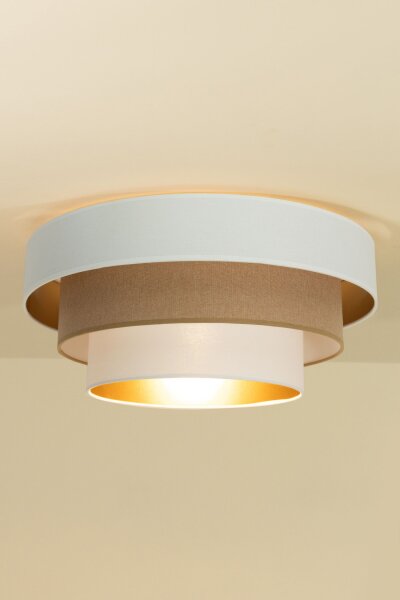 Deckenlampe Jute Weiß Gold E27 Ø50 cm gemütlich