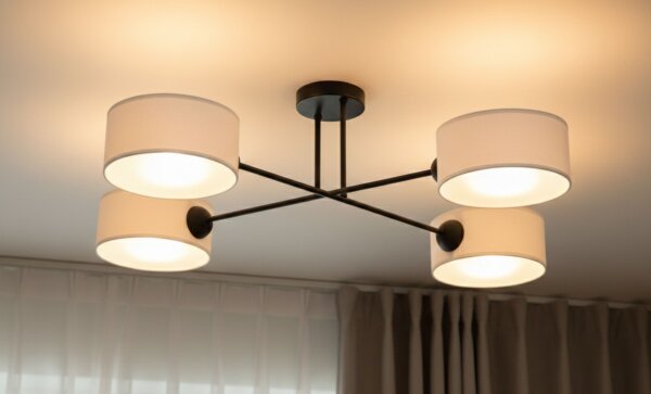 Deckenlampe Stoff Schwarz Weiß E27 L:80 cm wohnlich