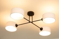 Deckenlampe Stoff Schwarz Weiß E27 L:80 cm wohnlich