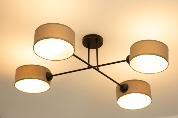Deckenlampe Stoff Schwarz Dunkelbeige E27 L:80 cm
