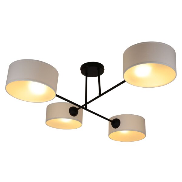 Deckenlampe Stoff Schwarz Dunkelbeige E27 L:80 cm