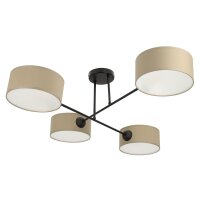 Deckenlampe Stoff Schwarz Dunkelbeige E27 L:80 cm