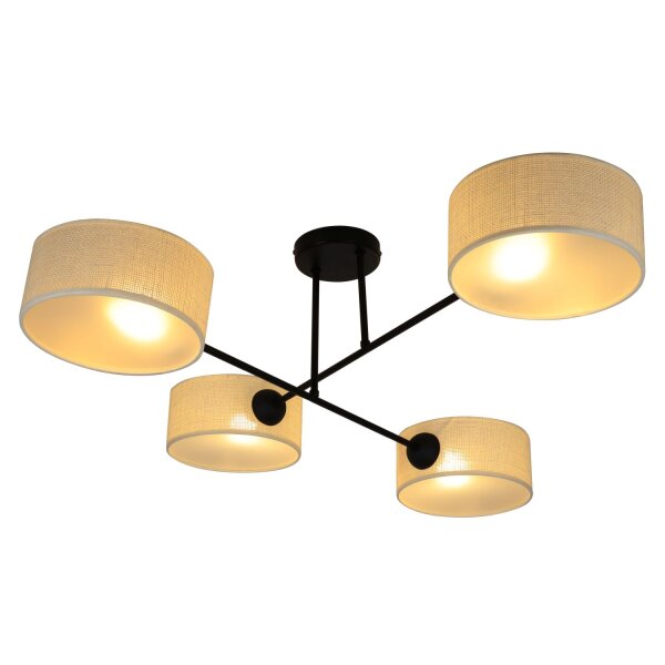 Deckenlampe Stoffschirm Schwarz Creme E27 L:80 cm