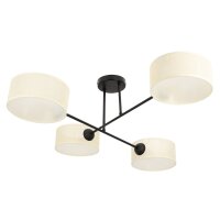 Deckenlampe Stoffschirm Schwarz Creme E27 L:80 cm