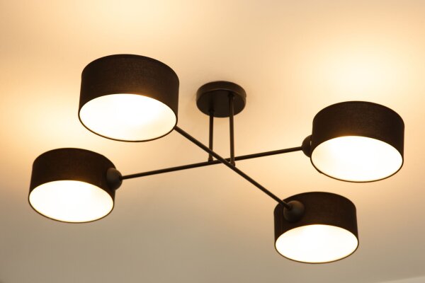 Deckenlampe Stoff Schwarz E27 L:80 cm gemütlich