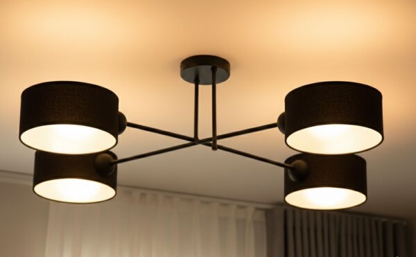 Deckenlampe Stoff Schwarz E27 L:80 cm gemütlich