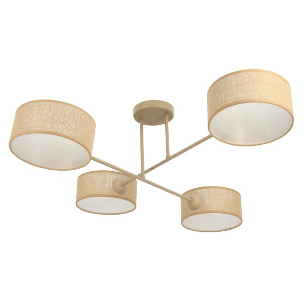 Deckenlampe blendarm Stoff Beige E27 L:80 cm wohnlich