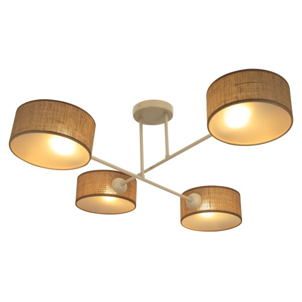 Deckenlampe blendarm Stoff Beige E27 L:80 cm wohnlich