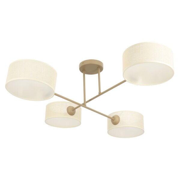 Deckenlampe blendarm Stoff Beige Weiß E27 L:80 cm