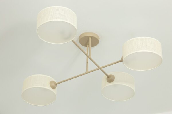 Deckenlampe blendarm Stoff Beige Weiß E27 L:80 cm