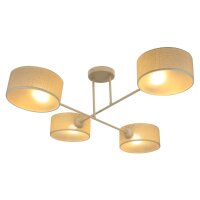 Deckenlampe blendarm Stoff Beige Weiß E27 L:80 cm