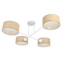 Deckenlampe Stoff Wei&szlig; Beige E27 L:80 cm...
