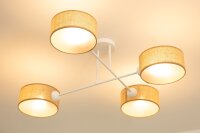 Deckenlampe Stoff Weiß Beige E27 L:80 cm...
