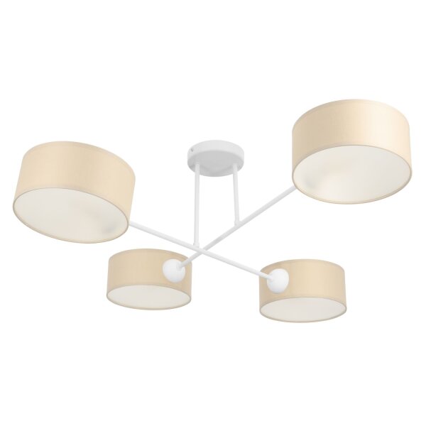 Deckenlampe Stoff Weiß Hellbeige E27 L:80 cm modern