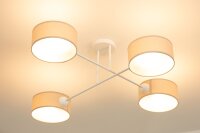 Deckenlampe Stoff Weiß Hellbeige E27 L:80 cm modern