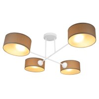 Deckenlampe Stoff Weiß Dunkelbeige E27 L:80 cm