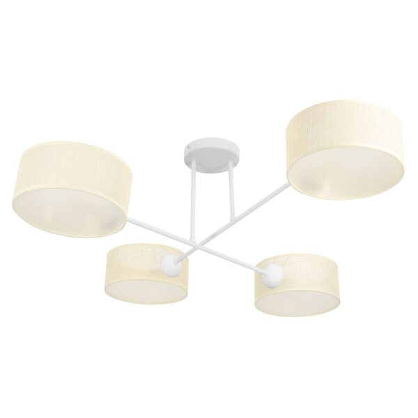 Deckenlampe blendarm Stoff Weiß Creme E27 L:80 cm