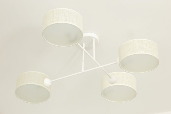 Deckenlampe blendarm Stoff Weiß Creme E27 L:80 cm
