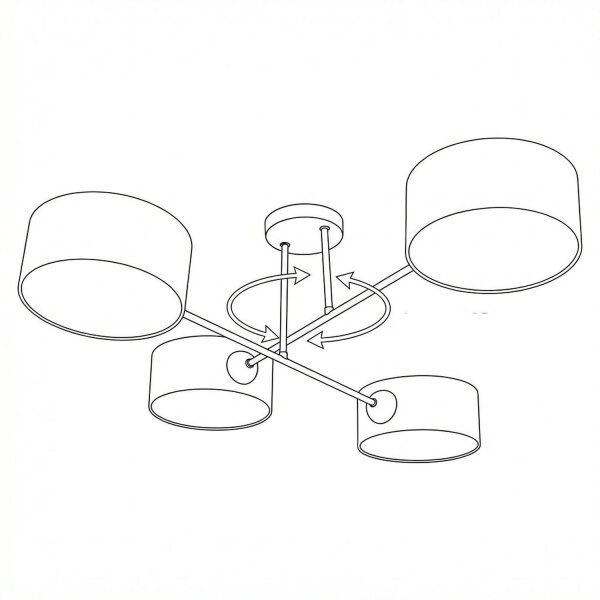 Deckenlampe blendarm Stoff Weiß Creme E27 L:80 cm