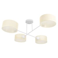 Deckenlampe blendarm Stoff Wei&szlig; Creme E27 L:80 cm
