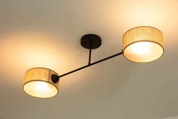 Deckenlampe Stoff Schwarz E27 L:80 cm dekorativ