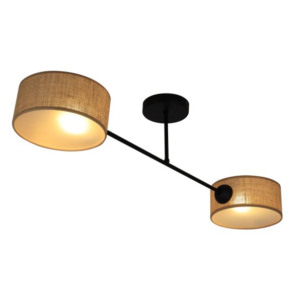 Deckenlampe Stoff Schwarz E27 L:80 cm dekorativ