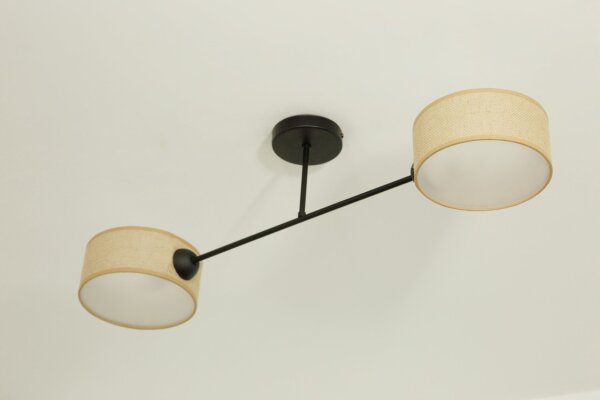 Deckenlampe Stoff Schwarz E27 L:80 cm dekorativ