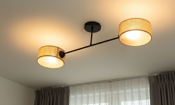 Deckenlampe Stoff Schwarz E27 L:80 cm dekorativ