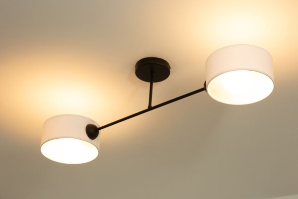 Deckenlampe blendarm Stoff Schwarz Weiß E27 L:80 cm