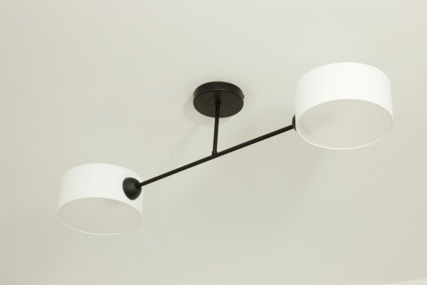 Deckenlampe blendarm Stoff Schwarz Weiß E27 L:80 cm