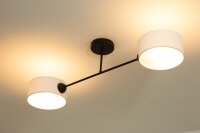 Deckenlampe blendarm Stoff Schwarz Weiß E27 L:80 cm