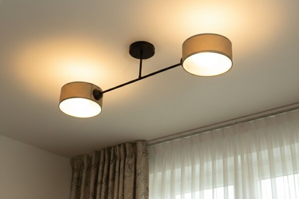 Deckenlampe Stoff Dunkelbeige Schwarz E27 L:80 cm