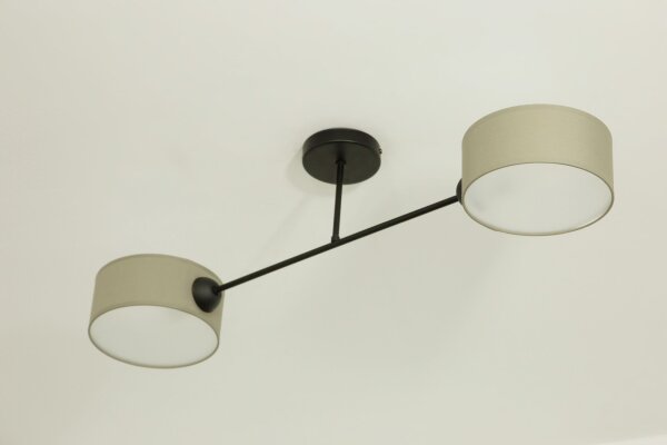 Deckenlampe Stoff Dunkelbeige Schwarz E27 L:80 cm