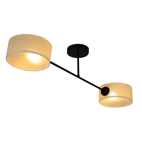 Deckenlampe Stoff Schwarz Creme E27 L:80 cm wohnlich