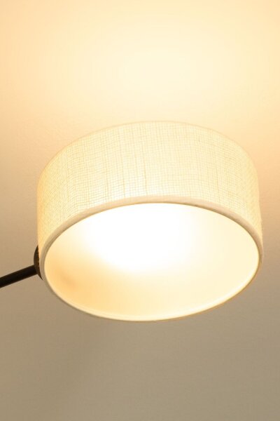Deckenlampe Stoff Schwarz Creme E27 L:80 cm wohnlich
