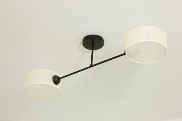 Deckenlampe Stoff Schwarz Creme E27 L:80 cm wohnlich