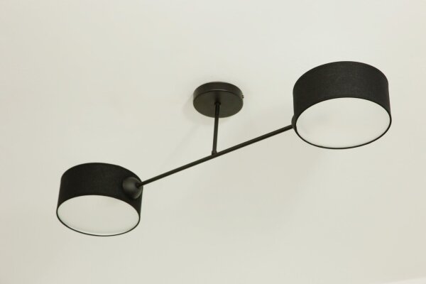 Deckenlampe blendarm Stoff Schwarz E27 L:80 cm