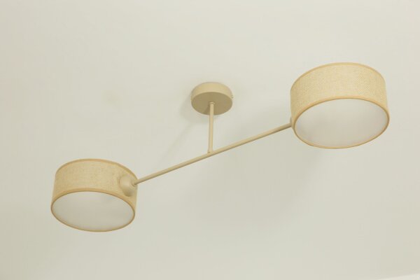 Deckenlampe blendarm Stoffschirm Beige E27 L:80 cm