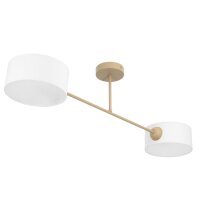 Deckenlampe blendarm Stoff Wei&szlig; Beige E27 L:80 cm
