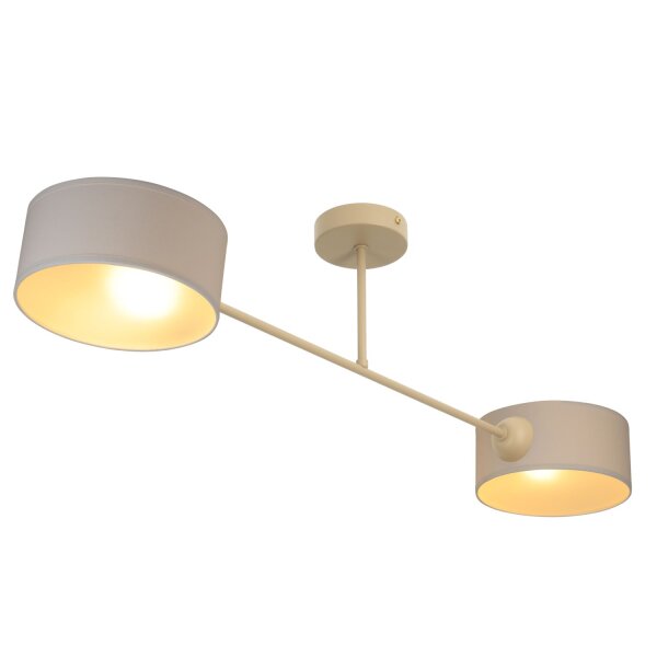 Deckenlampe Stoff Beige E27 L:80 cm dekorativ
