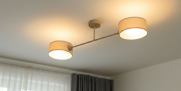 Deckenlampe Stoff Beige E27 L:80 cm dekorativ