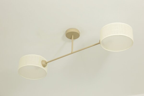 Deckenlampe blendarm Stoff Beige Creme E27 L:80 cm