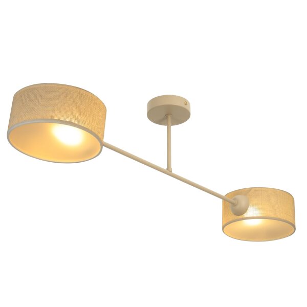 Deckenlampe blendarm Stoff Beige Creme E27 L:80 cm