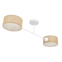 Deckenlampe Stoff Wei&szlig; Beige E27 L:80 cm dekorativ