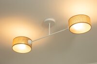 Deckenlampe Stoff Weiß Beige E27 L:80 cm dekorativ