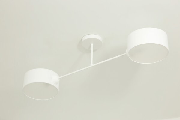 Deckenlampe blendarm Stoff Weiß E27 L:80 cm wohnlich