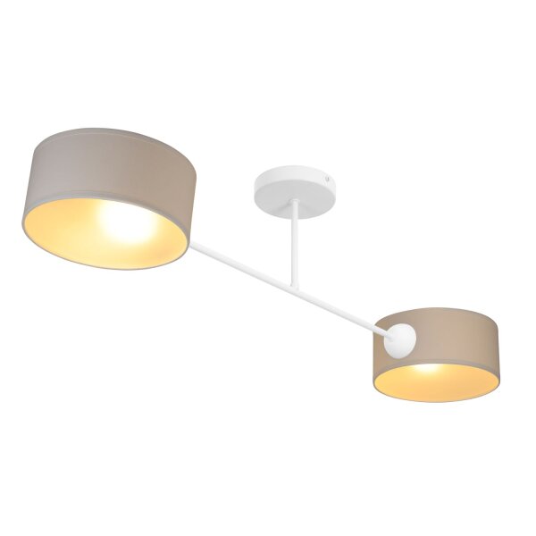Deckenlampe Stoff Weiß Hellbeige E27 L:80 cm wohnlich